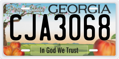 GA license plate CJA3068