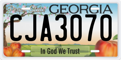 GA license plate CJA3070