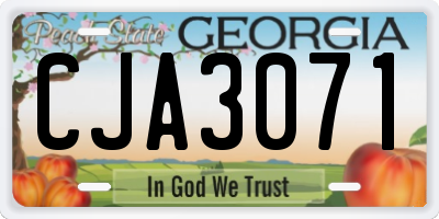 GA license plate CJA3071