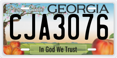 GA license plate CJA3076