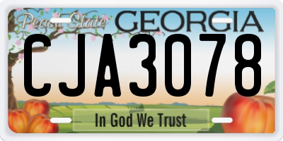 GA license plate CJA3078