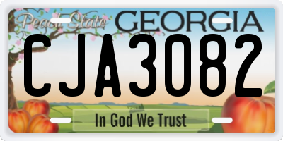 GA license plate CJA3082