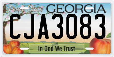 GA license plate CJA3083