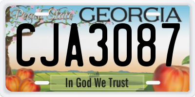 GA license plate CJA3087