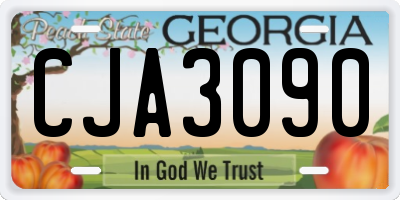GA license plate CJA3090