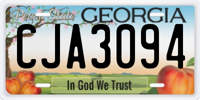 GA license plate CJA3094