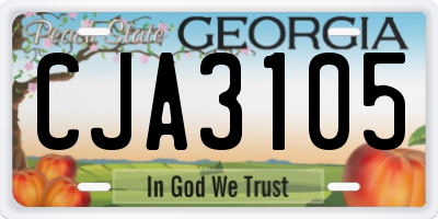 GA license plate CJA3105