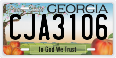GA license plate CJA3106