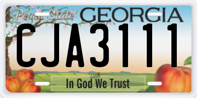 GA license plate CJA3111