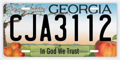 GA license plate CJA3112