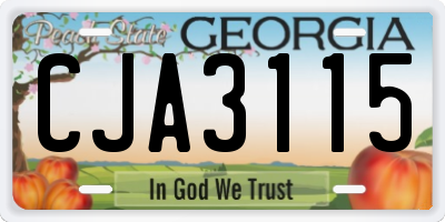 GA license plate CJA3115