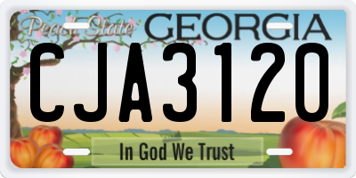 GA license plate CJA3120