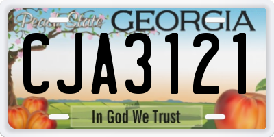 GA license plate CJA3121