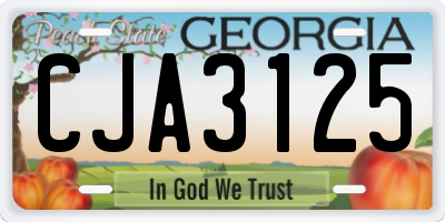 GA license plate CJA3125