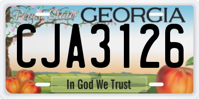 GA license plate CJA3126