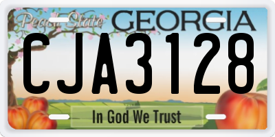 GA license plate CJA3128