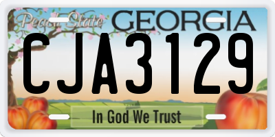 GA license plate CJA3129