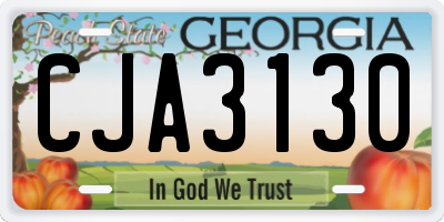 GA license plate CJA3130
