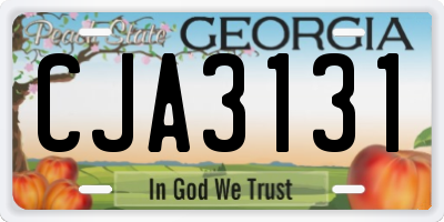 GA license plate CJA3131
