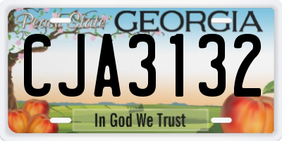GA license plate CJA3132