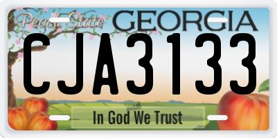 GA license plate CJA3133