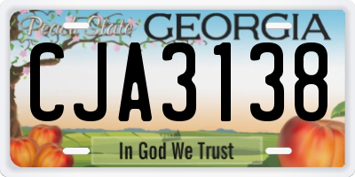 GA license plate CJA3138