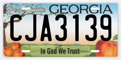 GA license plate CJA3139