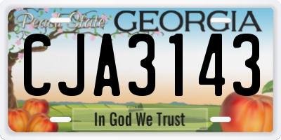 GA license plate CJA3143