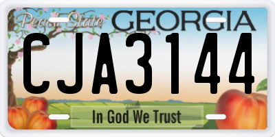 GA license plate CJA3144