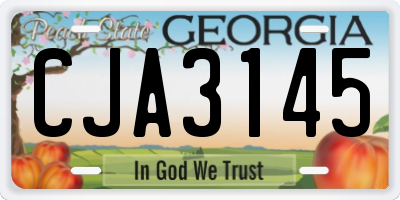 GA license plate CJA3145