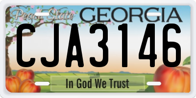 GA license plate CJA3146