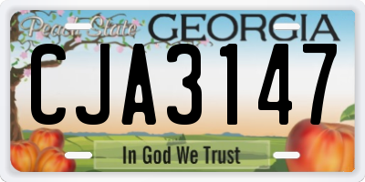 GA license plate CJA3147