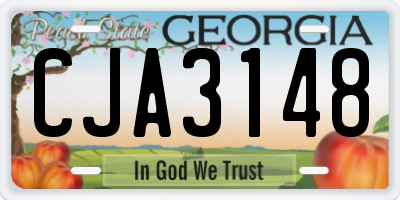 GA license plate CJA3148