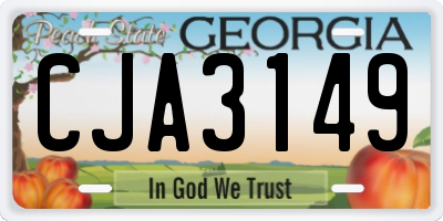 GA license plate CJA3149