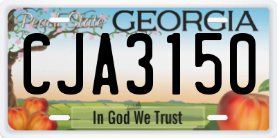 GA license plate CJA3150