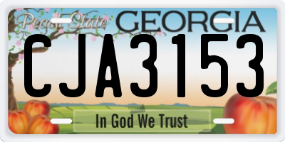 GA license plate CJA3153
