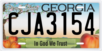 GA license plate CJA3154