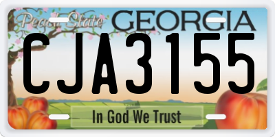 GA license plate CJA3155