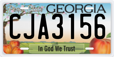 GA license plate CJA3156