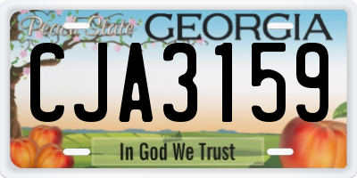 GA license plate CJA3159