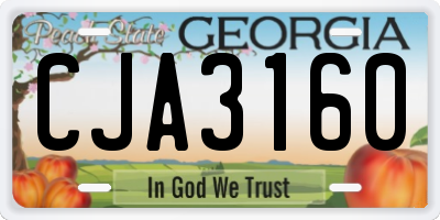 GA license plate CJA3160