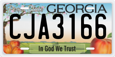 GA license plate CJA3166