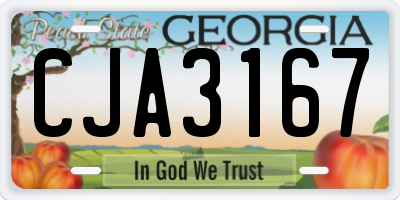 GA license plate CJA3167