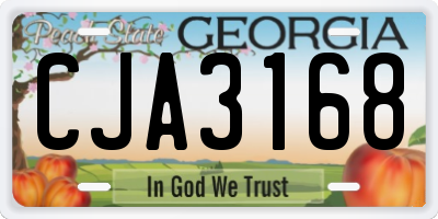 GA license plate CJA3168