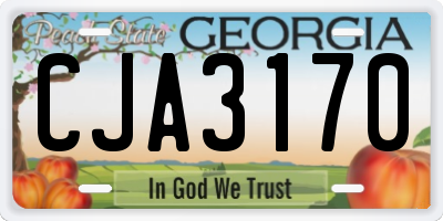 GA license plate CJA3170