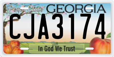 GA license plate CJA3174