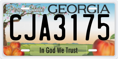 GA license plate CJA3175