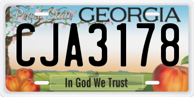 GA license plate CJA3178