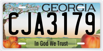 GA license plate CJA3179