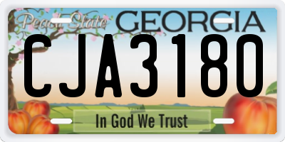 GA license plate CJA3180